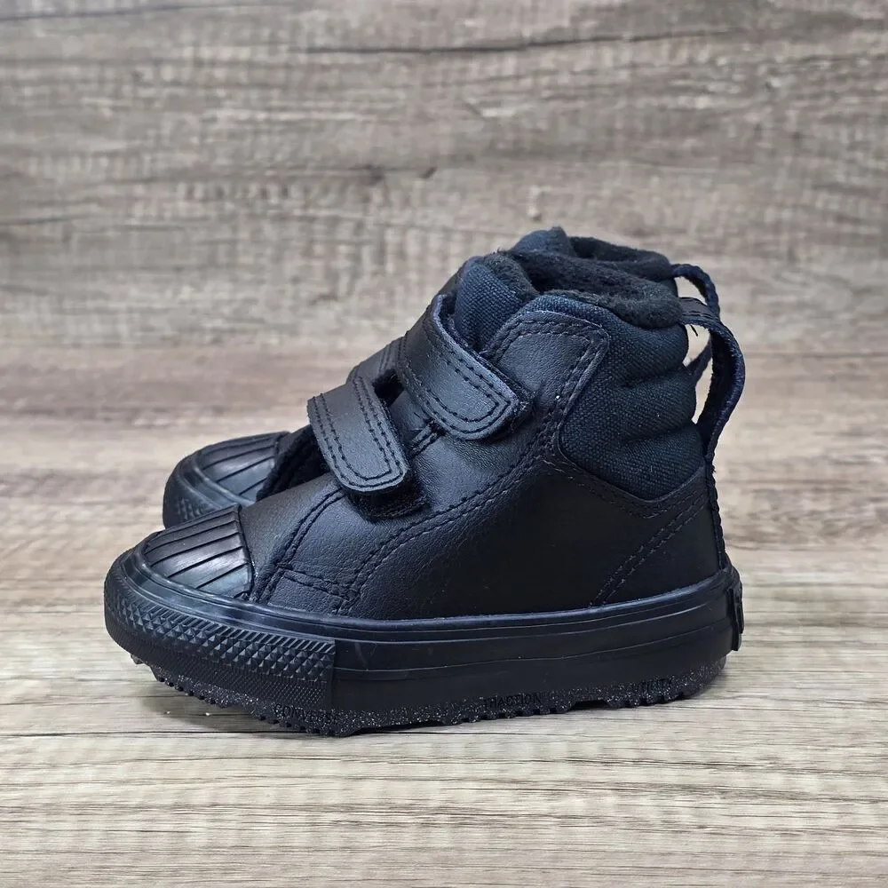Converse Chuck Taylor All Star Berkshire Toddler's Sz 4 Black Leather Boots NEW